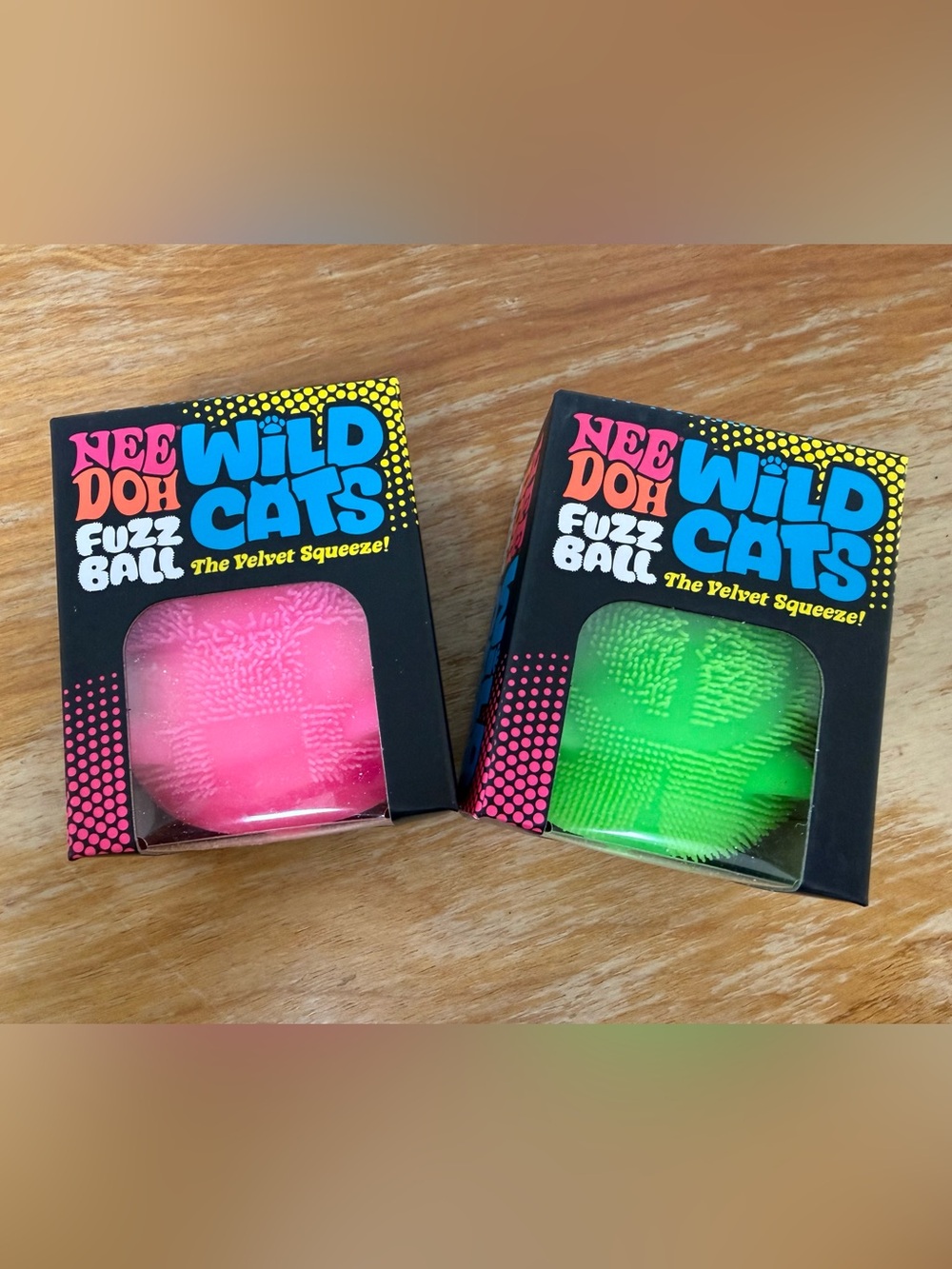NeeDoh Wild Cats Fuzz Ball Stress Toy - Pink & Green